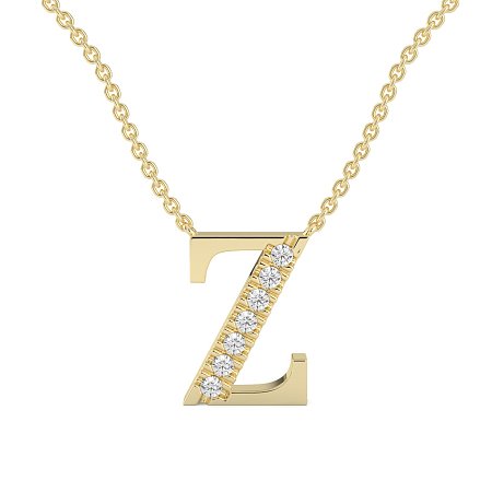 Z Bound Initial Pendant with Lab-Grown Diamonds and Attached Chain 0.11cts