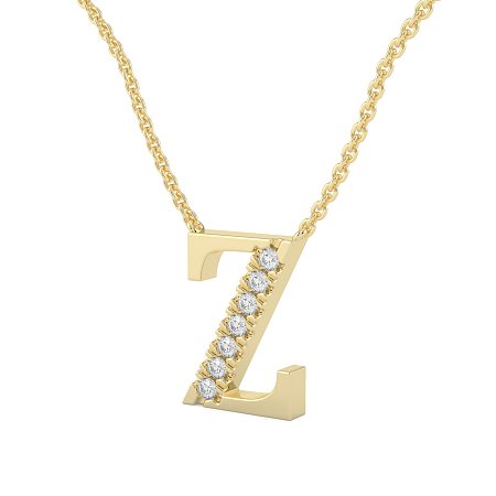 Z Bound Initial Pendant with Lab-Grown Diamonds and Attached Chain 0.11cts