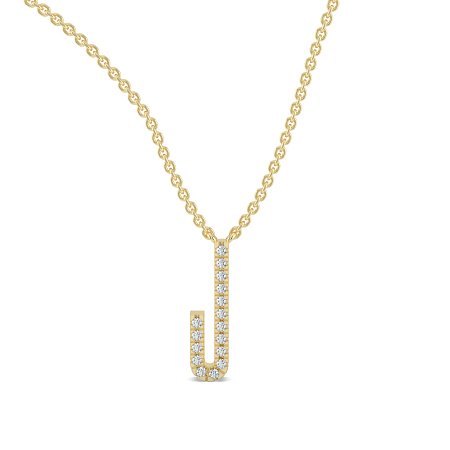 J Eternal Initial Pendant with Lab-Grown Diamonds and Attached Chain 0.07cts