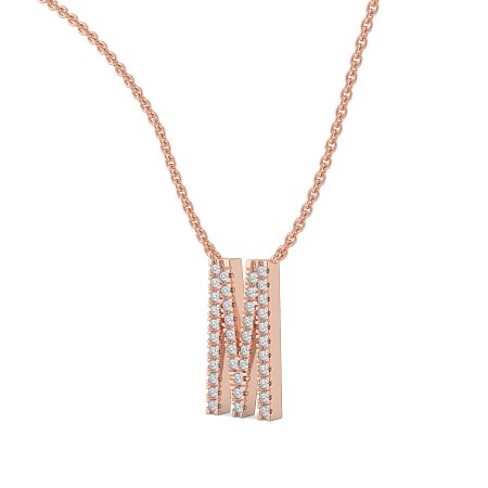 M Eternal Initial Pendant with Lab-Grown Diamonds and Attached Chain 0.16cts