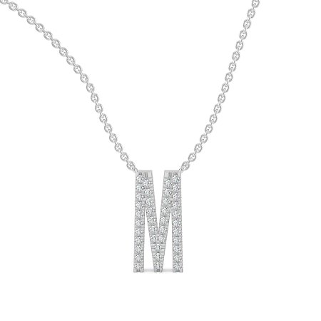M Eternal Initial Pendant with Lab-Grown Diamonds and Attached Chain 0.16cts