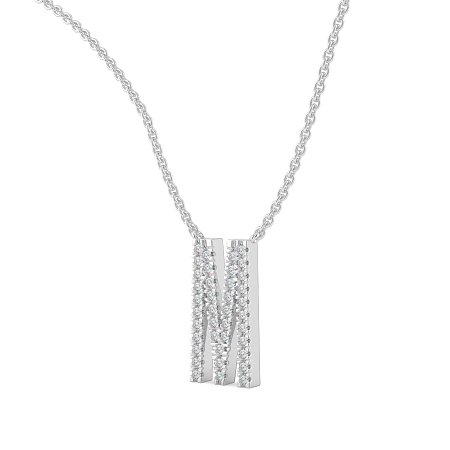 M Eternal Initial Pendant with Lab-Grown Diamonds and Attached Chain 0.16cts