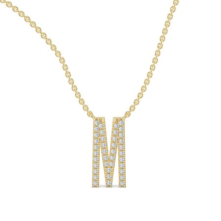 M Eternal Initial Pendant with Lab-Grown Diamonds and Attached Chain 0.16cts