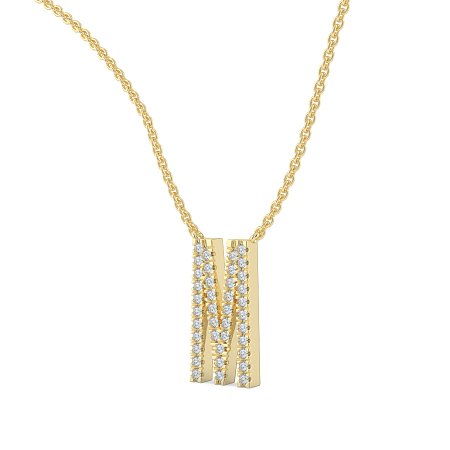 M Eternal Initial Pendant with Lab-Grown Diamonds and Attached Chain 0.16cts