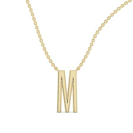 M Eternal Initial Pendant with Lab-Grown Diamonds and Attached Chain 0.16cts