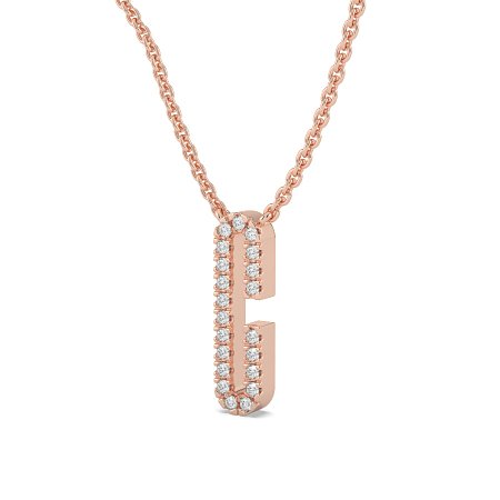 C Eternal Initial Pendant with Lab-Grown Diamonds and Attached Chain 0.09cts