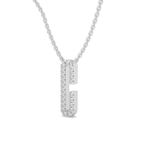 C Eternal Initial Pendant with Lab-Grown Diamonds and Attached Chain 0.09cts