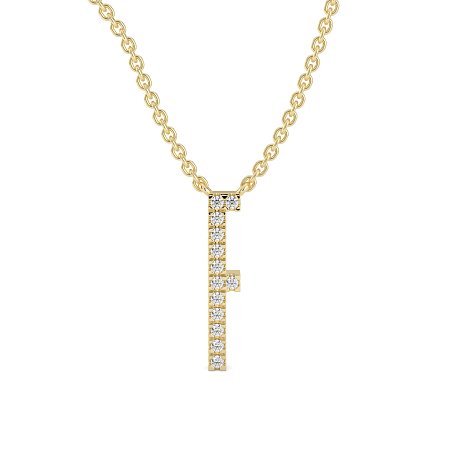F Eternal Initial Pendant with Lab-Grown Diamonds and Attached Chain 0.06cts