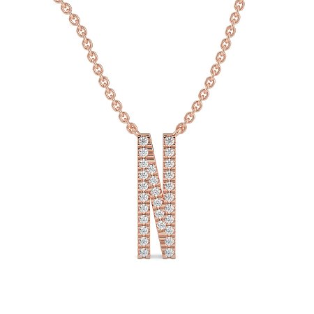 N Eternal Initial Pendant with Lab-Grown Diamonds and Attached Chain 0.12cts