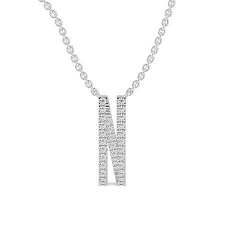 N Eternal Initial Pendant with Lab-Grown Diamonds and Attached Chain 0.12cts