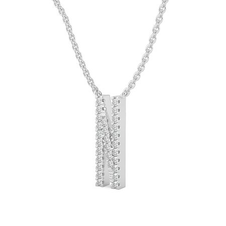 N Eternal Initial Pendant with Lab-Grown Diamonds and Attached Chain 0.12cts