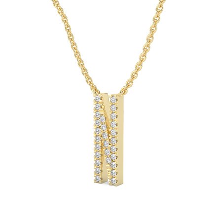 N Eternal Initial Pendant with Lab-Grown Diamonds and Attached Chain 0.12cts