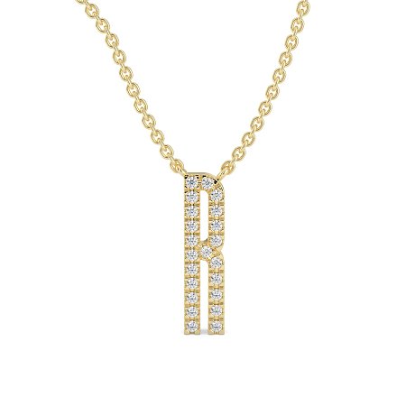 R Eternal Initial Pendant with Lab-Grown Diamonds and Attached Chain 0.09cts