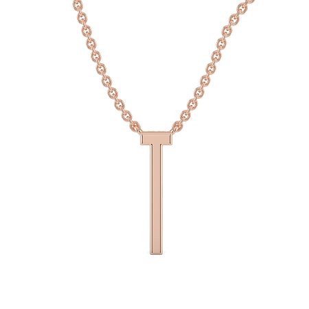 T Eternal Initial Pendant with Lab-Grown Diamonds and Attached Chain 0.06cts