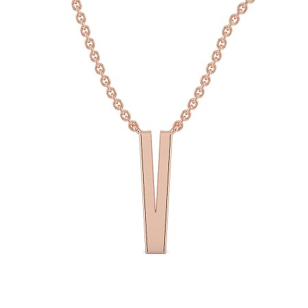 V Eternal Initial Pendant with Lab-Grown Diamonds and Attached Chain 0.09cts