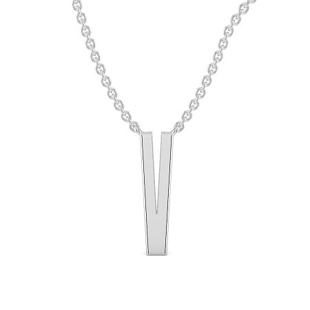 V Eternal Initial Pendant with Lab-Grown Diamonds and Attached Chain 0.09cts