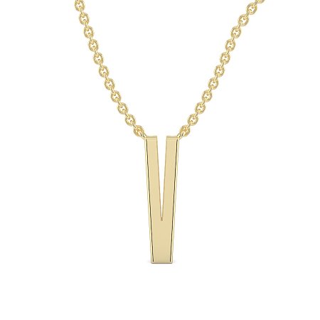 V Eternal Initial Pendant with Lab-Grown Diamonds and Attached Chain 0.09cts