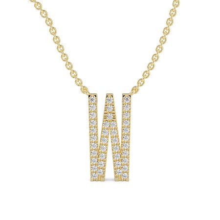 W Eternal Initial Pendant with Lab-Grown Diamonds and Attached Chain 0.16cts
