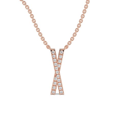 X Eternal Initial Pendant with Lab-Grown Diamonds and Attached Chain 0.08cts