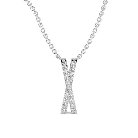 X Eternal Initial Pendant with Lab-Grown Diamonds and Attached Chain 0.08cts