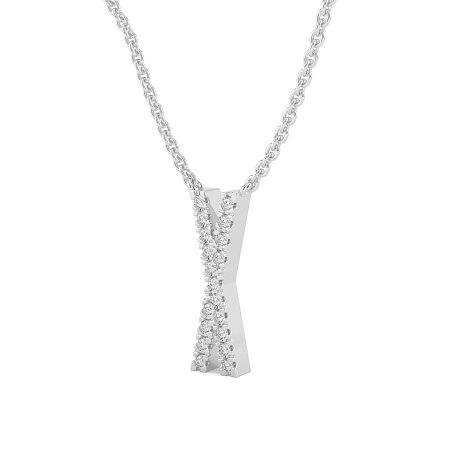 X Eternal Initial Pendant with Lab-Grown Diamonds and Attached Chain 0.08cts