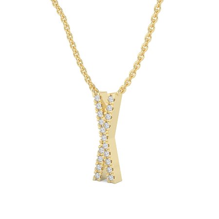 X Eternal Initial Pendant with Lab-Grown Diamonds and Attached Chain 0.08cts