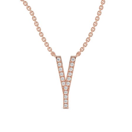 Y Eternal Initial Pendant with Lab-Grown Diamonds and Attached Chain 0.07cts