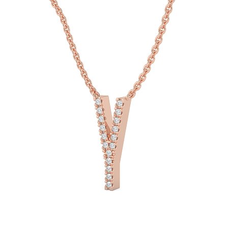 Y Eternal Initial Pendant with Lab-Grown Diamonds and Attached Chain 0.07cts