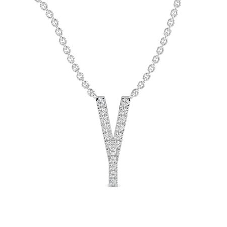Y Eternal Initial Pendant with Lab-Grown Diamonds and Attached Chain 0.07cts