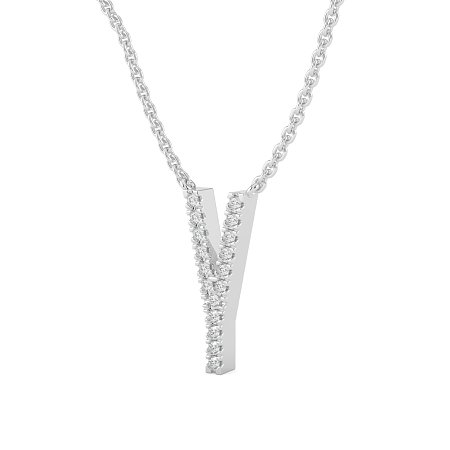 Y Eternal Initial Pendant with Lab-Grown Diamonds and Attached Chain 0.07cts