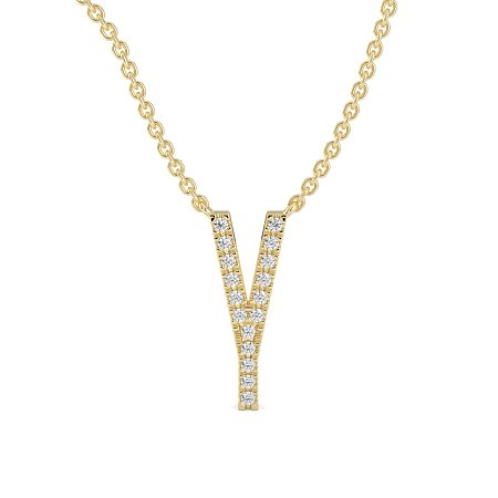 Y Eternal Initial Pendant with Lab-Grown Diamonds and Attached Chain 0.07cts