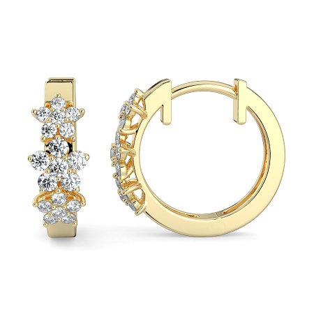 Earring Huggies with Natural Diamonds 0.30cts Total Weight