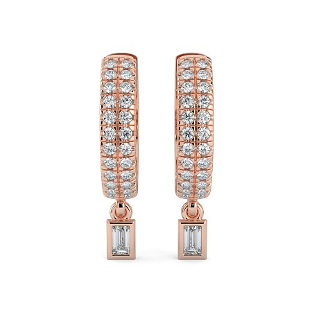 Earring Drop Huggies with Natural Diamonds 0.27cts Total Weight