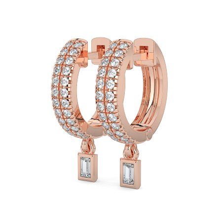 Earring Drop Huggies with Natural Diamonds 0.27cts Total Weight