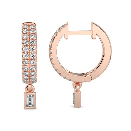 Earring Drop Huggies with Natural Diamonds 0.27cts Total Weight