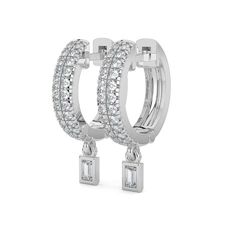 Earring Drop Huggies with Natural Diamonds 0.27cts Total Weight