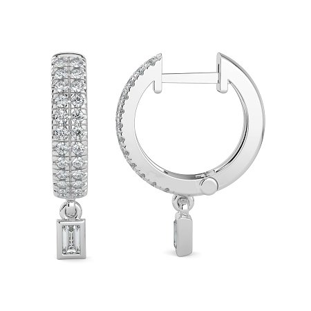 Earring Drop Huggies with Natural Diamonds 0.27cts Total Weight