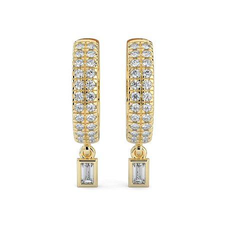Earring Drop Huggies with Natural Diamonds 0.27cts Total Weight