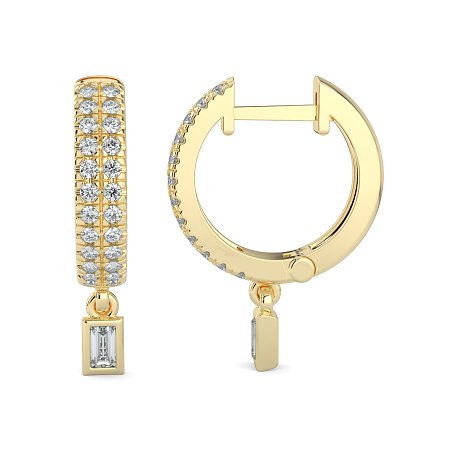 Earring Drop Huggies with Natural Diamonds 0.27cts Total Weight