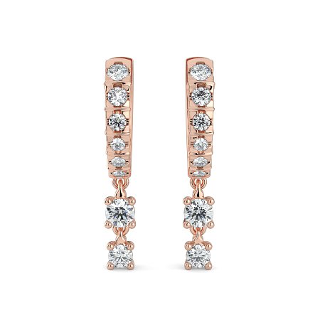 Earring Drop Huggies with Natural Diamonds 0.55cts Total Weight