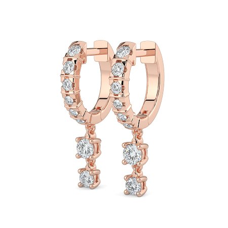 Earring Drop Huggies with Natural Diamonds 0.55cts Total Weight