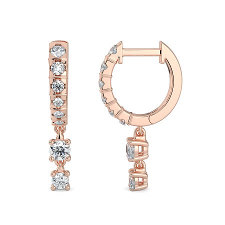 Earring Drop Huggies with Natural Diamonds 0.55cts Total Weight