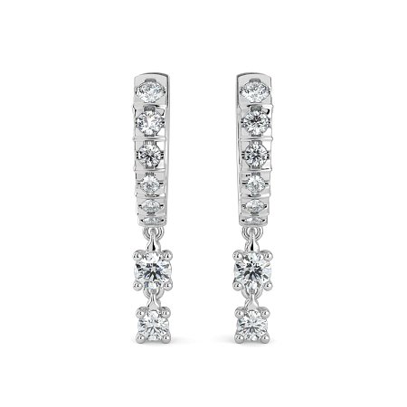 Earring Drop Huggies with Natural Diamonds 0.55cts Total Weight