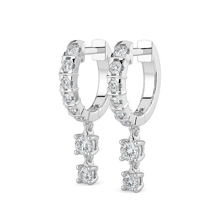 Earring Drop Huggies with Natural Diamonds 0.55cts Total Weight