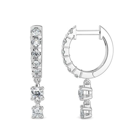 Earring Drop Huggies with Natural Diamonds 0.55cts Total Weight