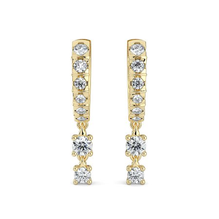 Earring Drop Huggies with Natural Diamonds 0.55cts Total Weight