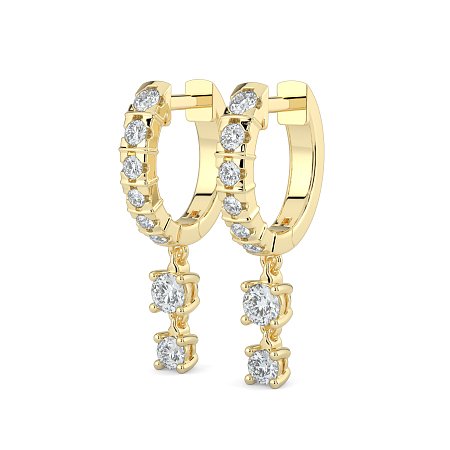 Earring Drop Huggies with Natural Diamonds 0.55cts Total Weight