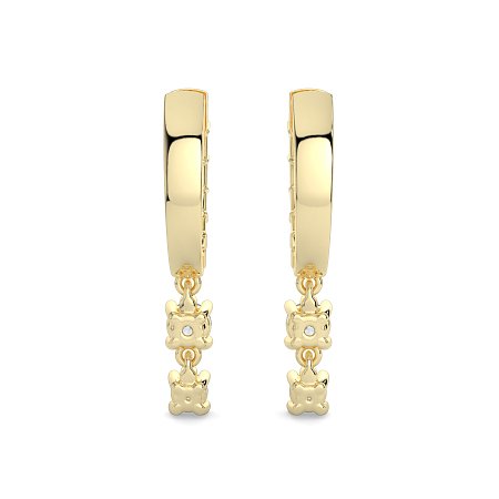 Earring Drop Huggies with Natural Diamonds 0.55cts Total Weight