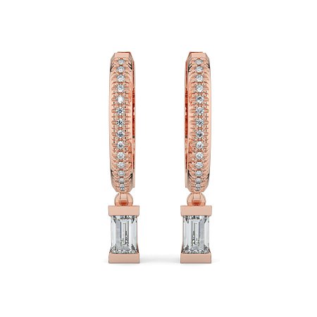 Earring Drop Huggies with Natural Diamonds 0.40cts Total Weight