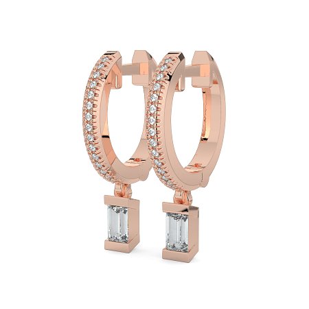 Earring Drop Huggies with Natural Diamonds 0.40cts Total Weight